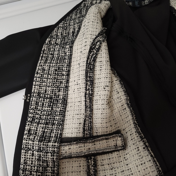 Cynthia Rowley long sleeve cropped collarless boxy blazer tweed jacket Small - Picture 9 of 12